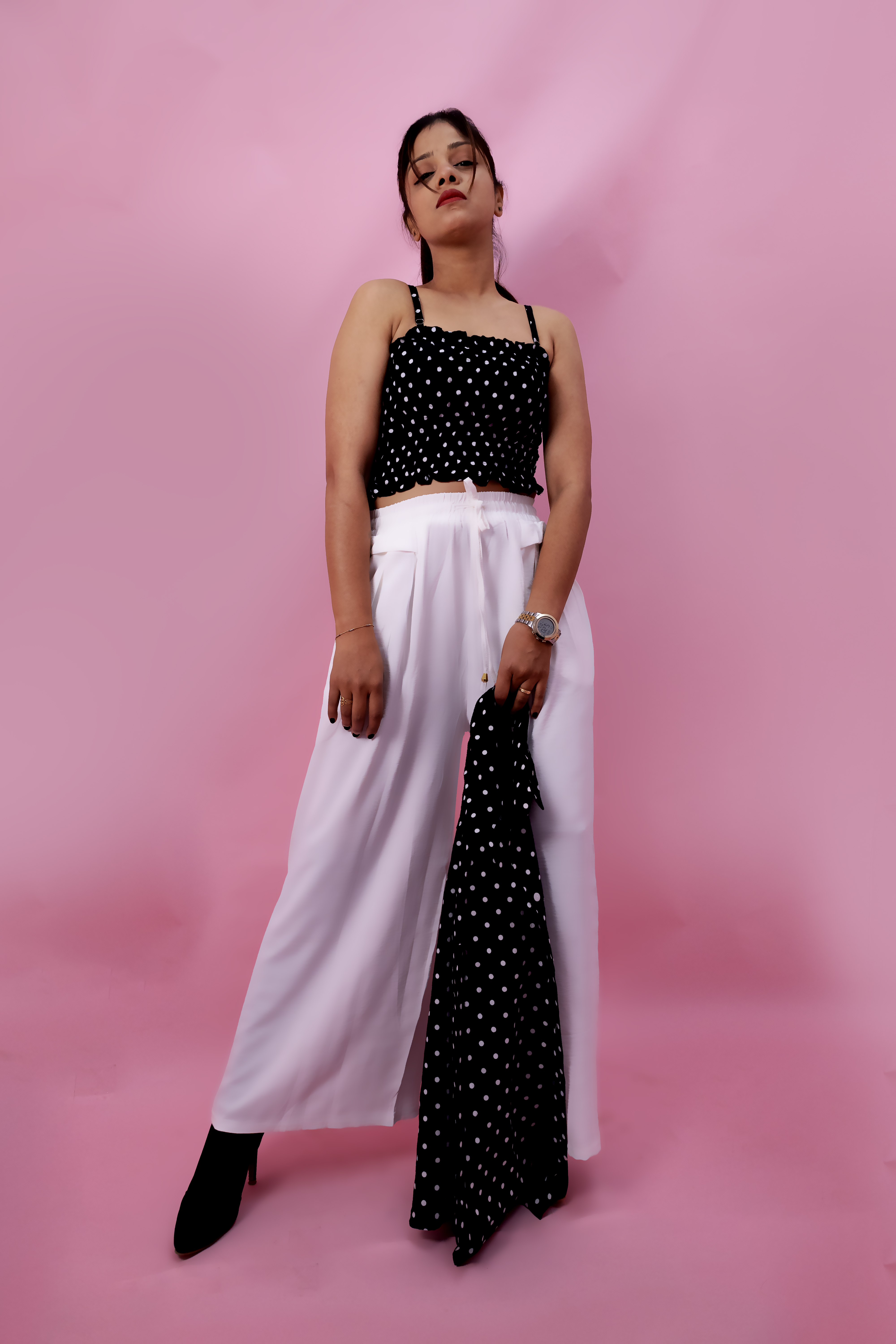 Women's Polka Dot Co-Ord Set – Black & White