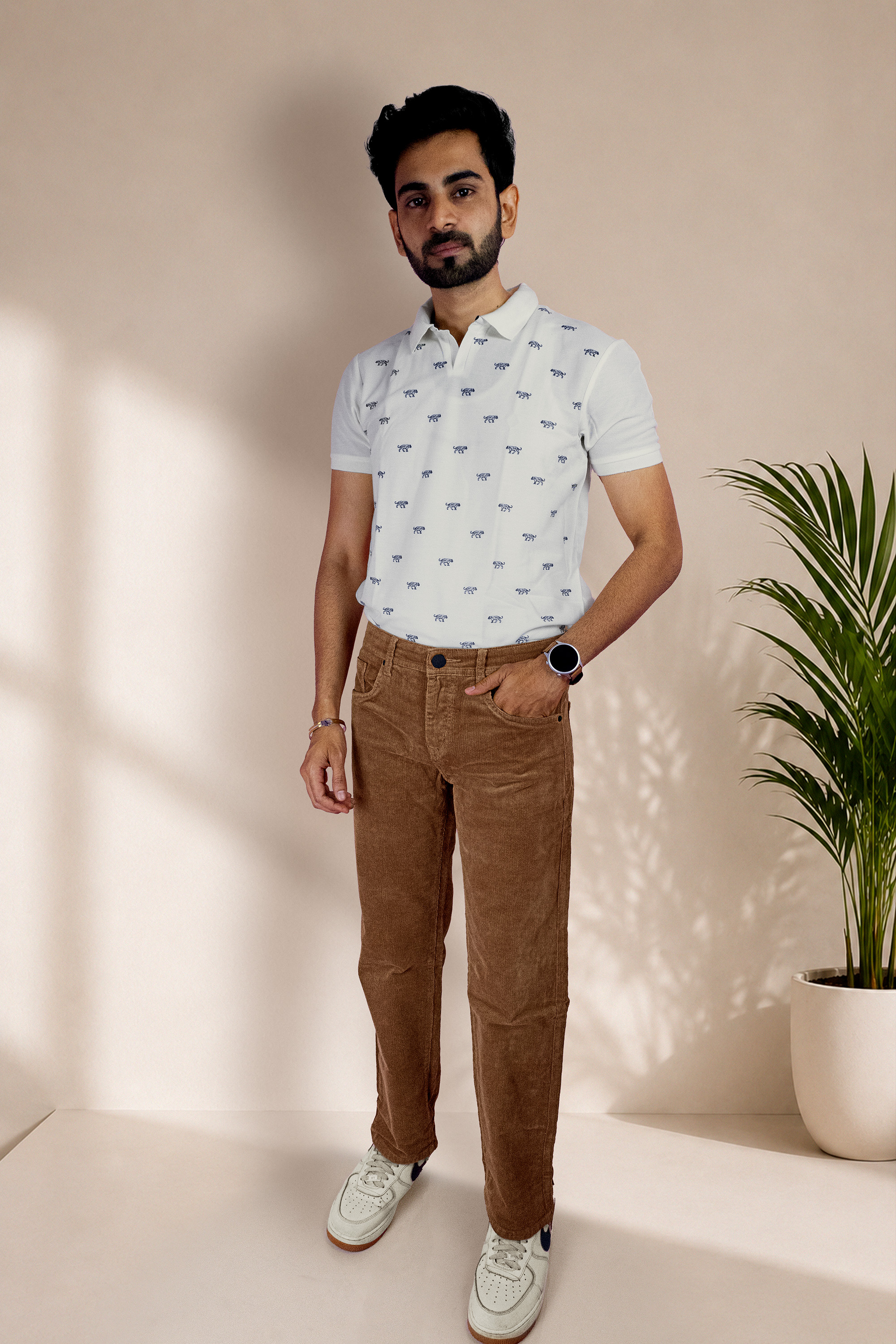 Men's Brown Corduroy Casual Trousers