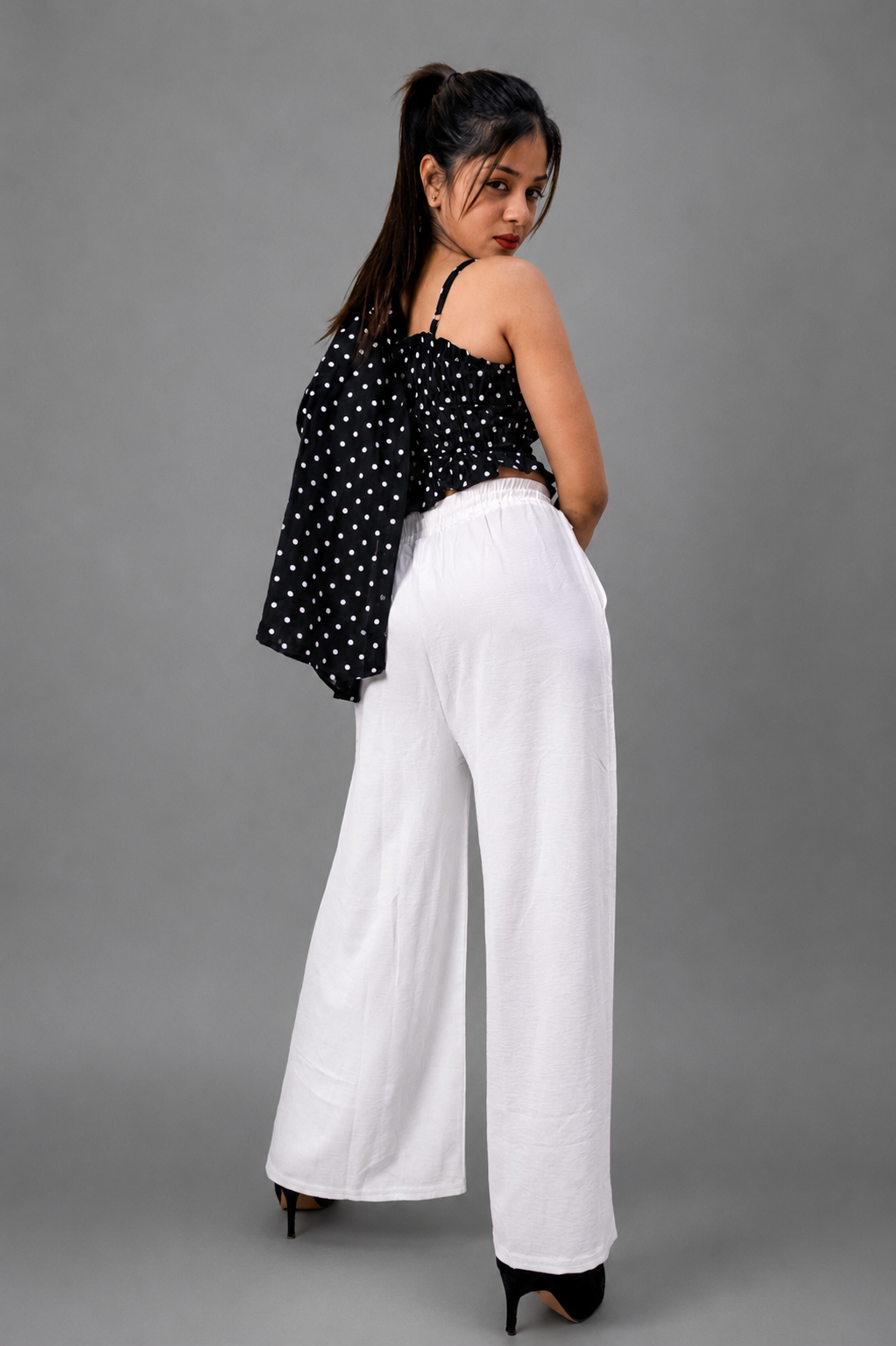 Women's Polka Dot Co-Ord Set – Black & White