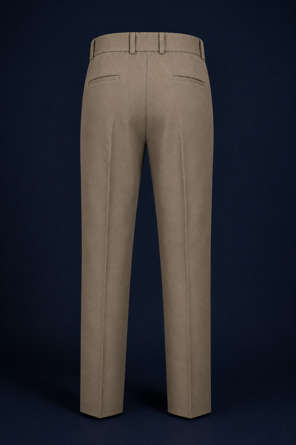 Men's Beige Pleated Formal Trousers with Belt